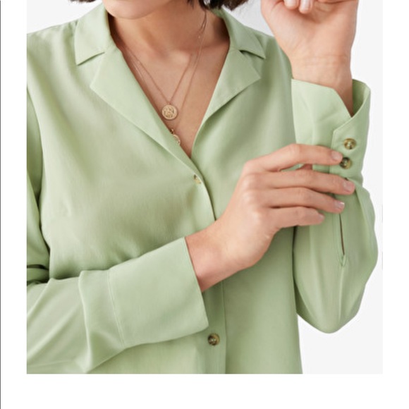 PINK & other stories v-cut silk button up blouse - Picture 3 of 9